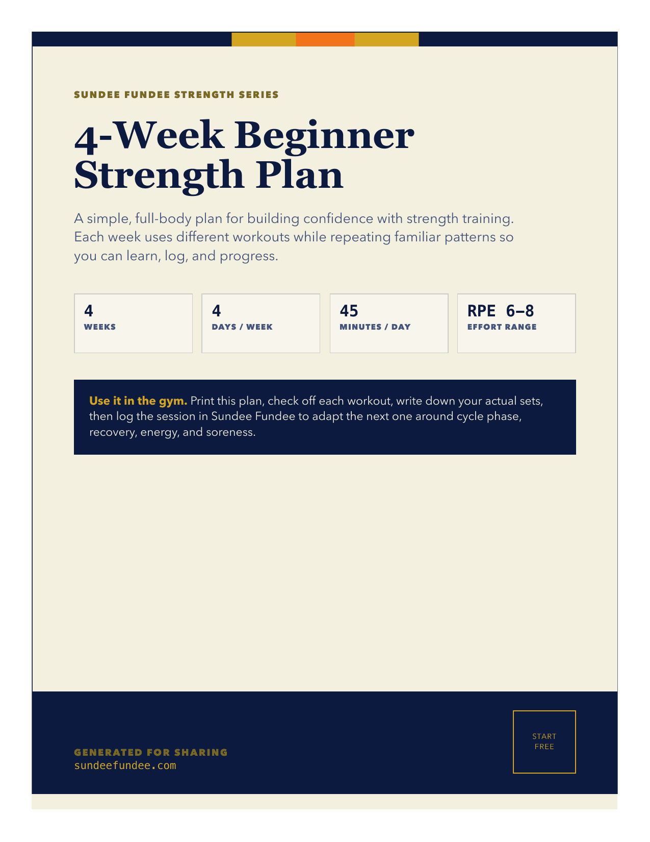4-Week Beginner Strength Plan cover