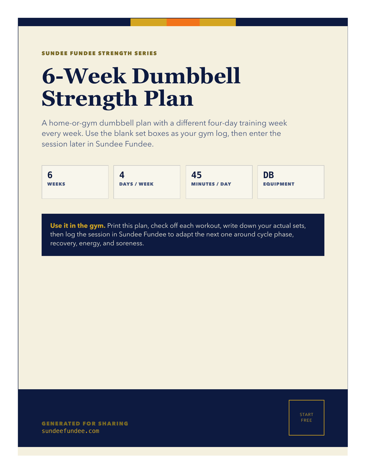 6-Week Dumbbell Strength Plan cover