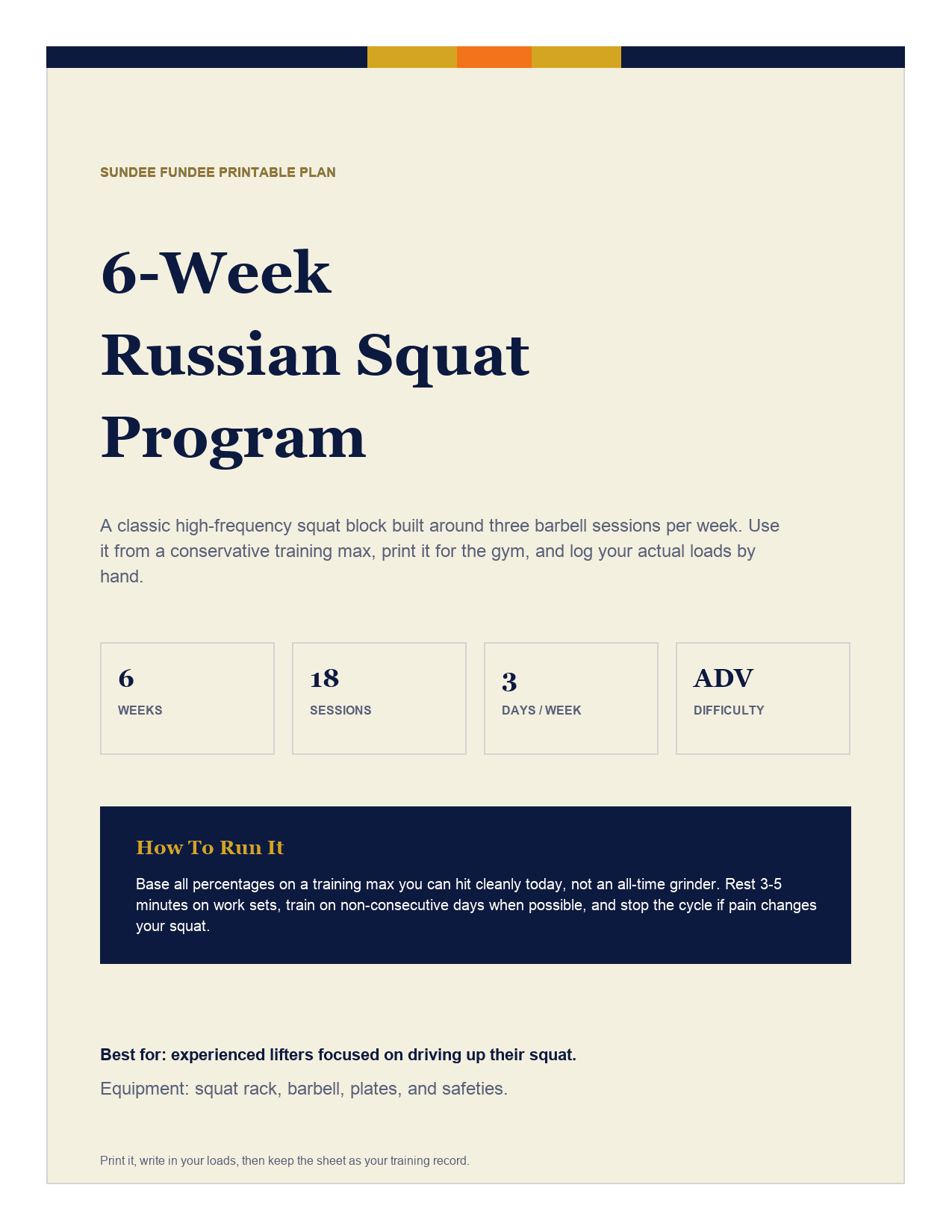 6-Week Russian Squat Program cover