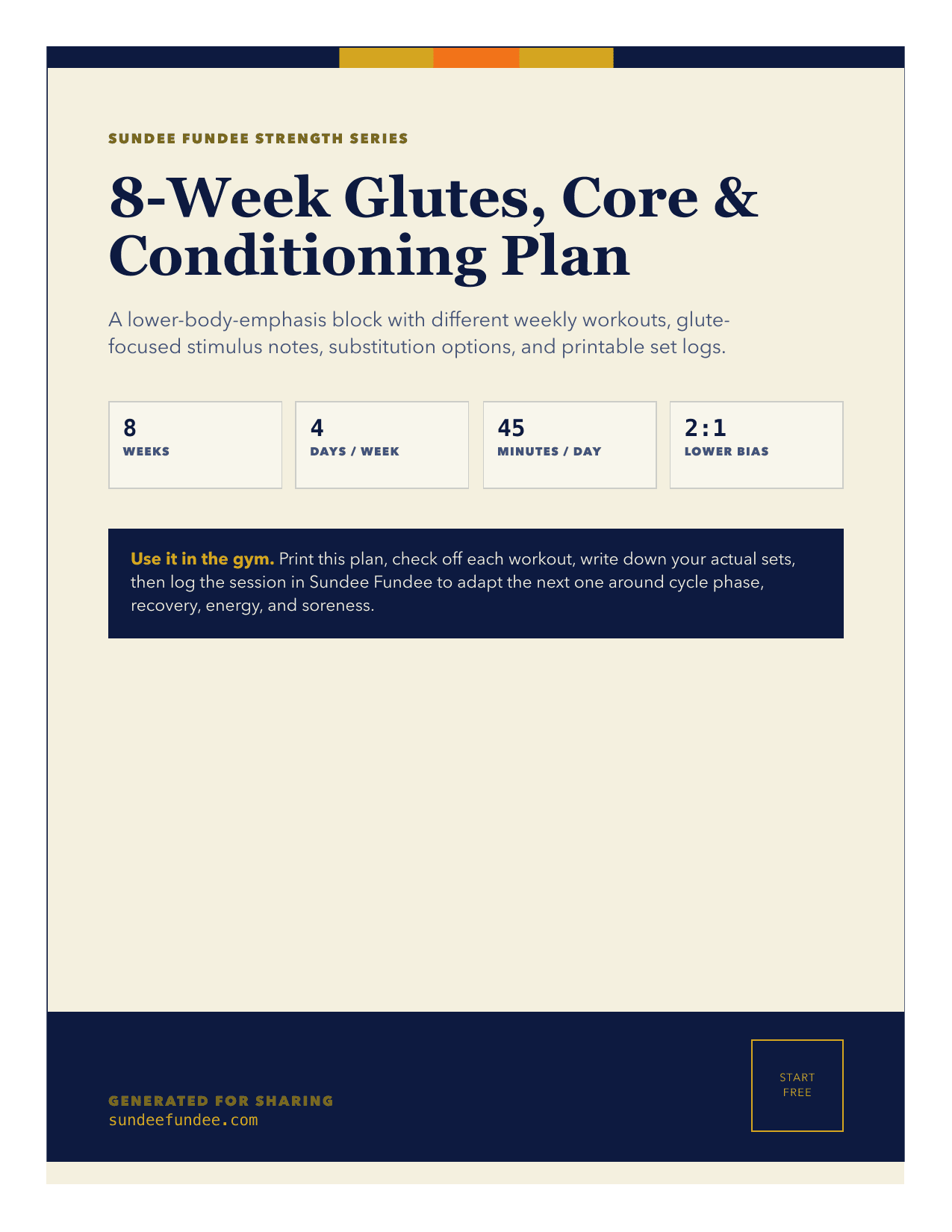 8-Week Glutes, Core & Conditioning Plan cover